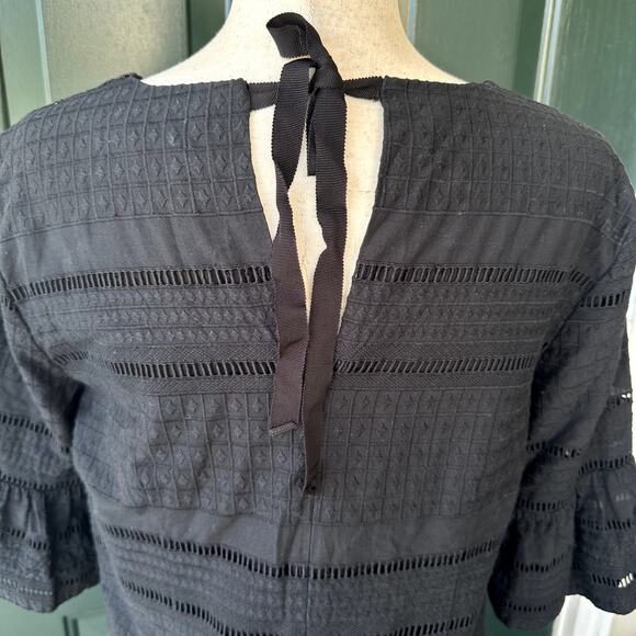 J. Crew Flutter Sleeve Shift Dress Sz 8 100% Cotton G1269 Black Event Whimsigoth - Picture 7 of 9